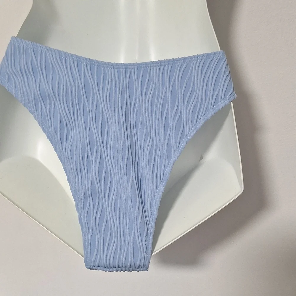 Zaful Light Blue Textured Bikini Set